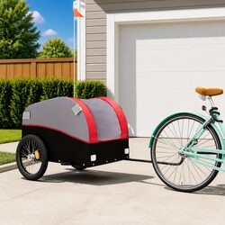 Red Iron Bike Trailer for Cargo Transport - 45kg Max Load