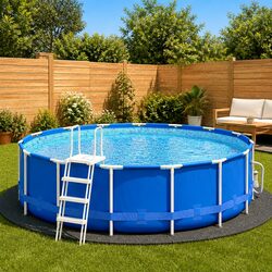 Pool Ground Cloth Light Grey 550cm Round Protective Geotextile Underlay Liner