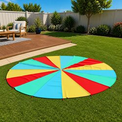 Kids Play Parachute 6m Diameter Rainbow Parachute Game with Handles Group