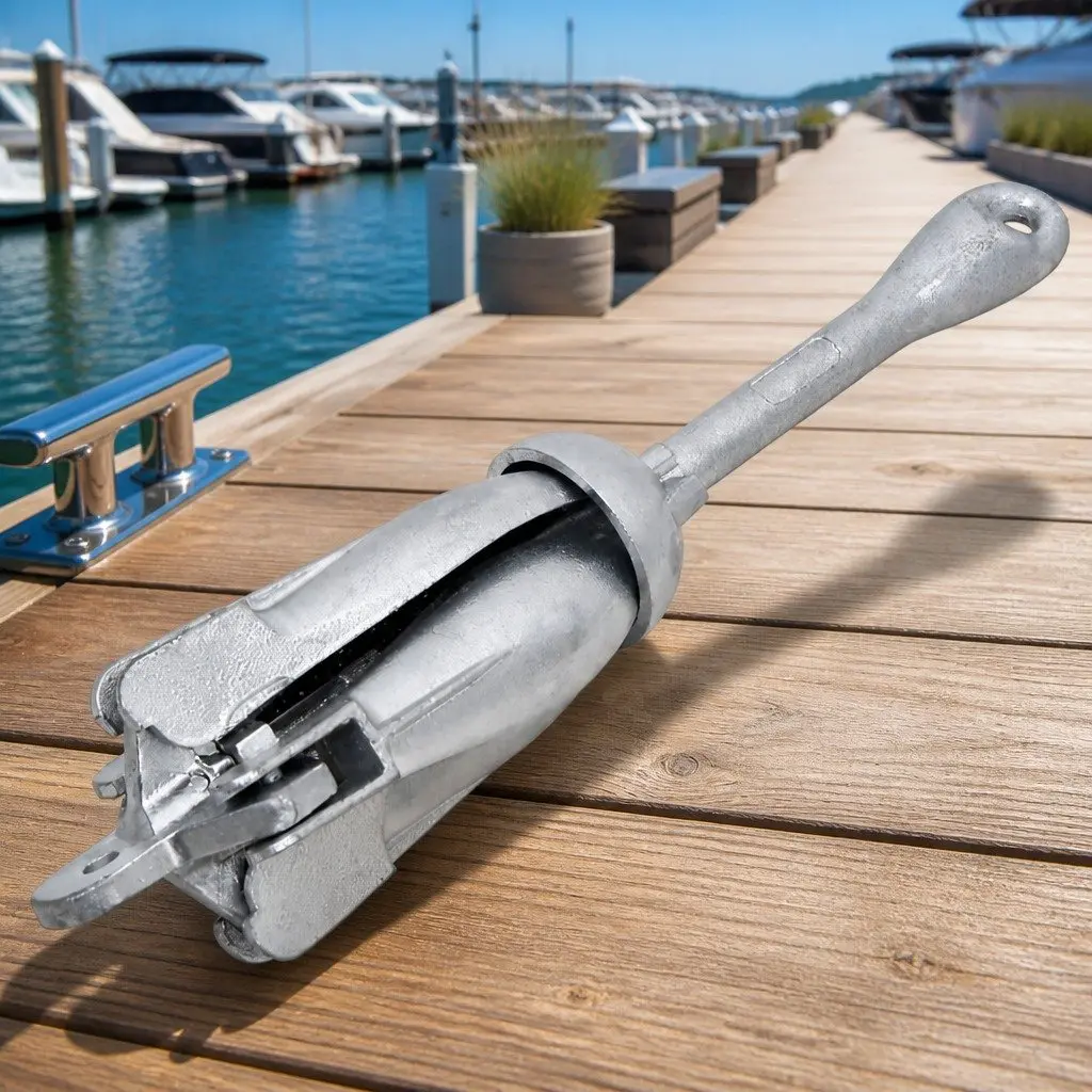 Folding Anchor 8 kg Silver Cast Iron 4-Claw Grapnel Boat Docking Watercraft