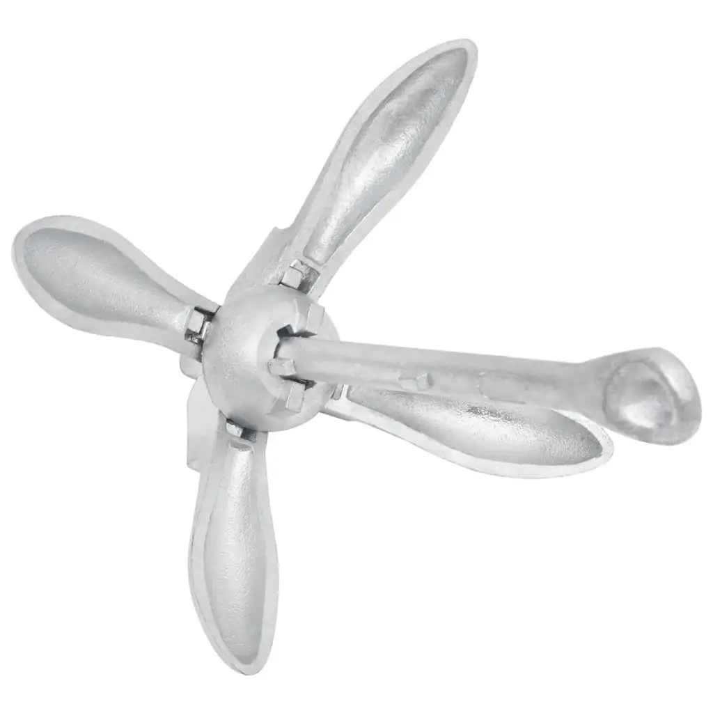 Folding Anchor with Rope Silver 6 kg Cast Iron Boat Docking Watercraft