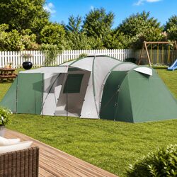 Family Dome Camping Tent - 12-Person Green Shelter with Rainfly