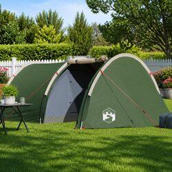 Green 4-Person Tunnel Camping Tent with Mosquito Net
