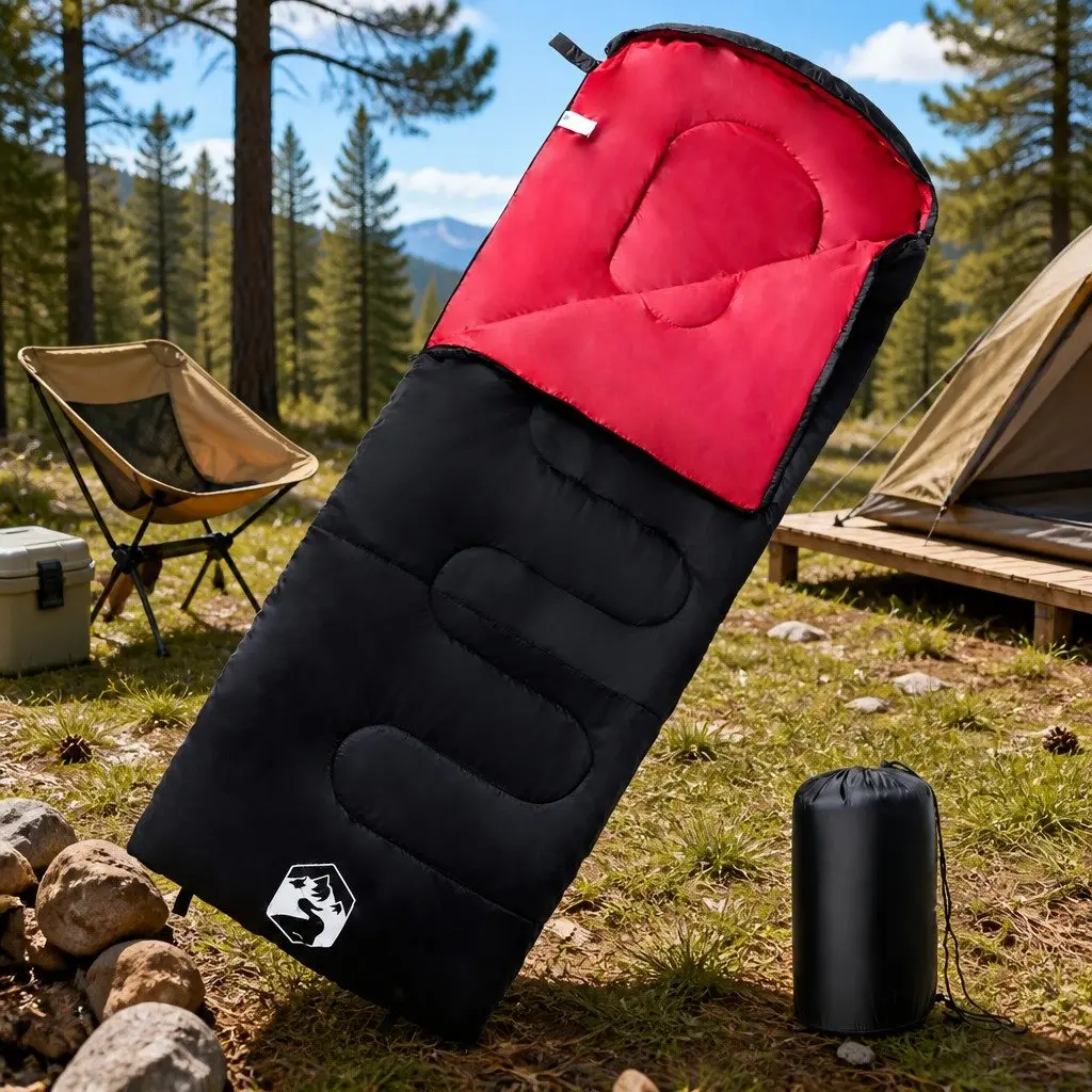 Sleeping Bag Adults 3-4 Seasons Water-Resistant Red Outdoor