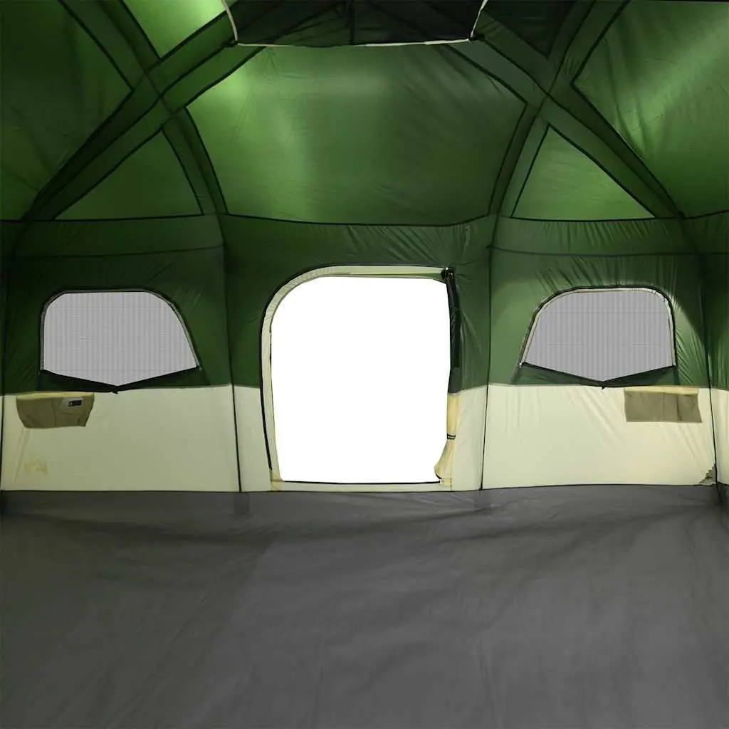 Camping Tent 10 Person Green Waterproof Cabin with Detachable Rainfly and Mesh Walls