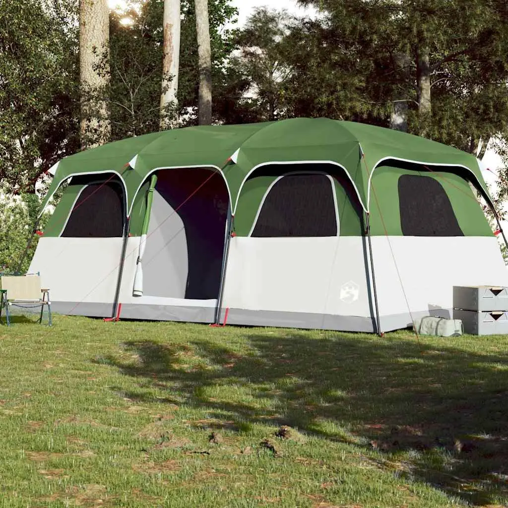 Camping Tent 10 Person Green Waterproof Cabin with Detachable Rainfly and Mesh Walls