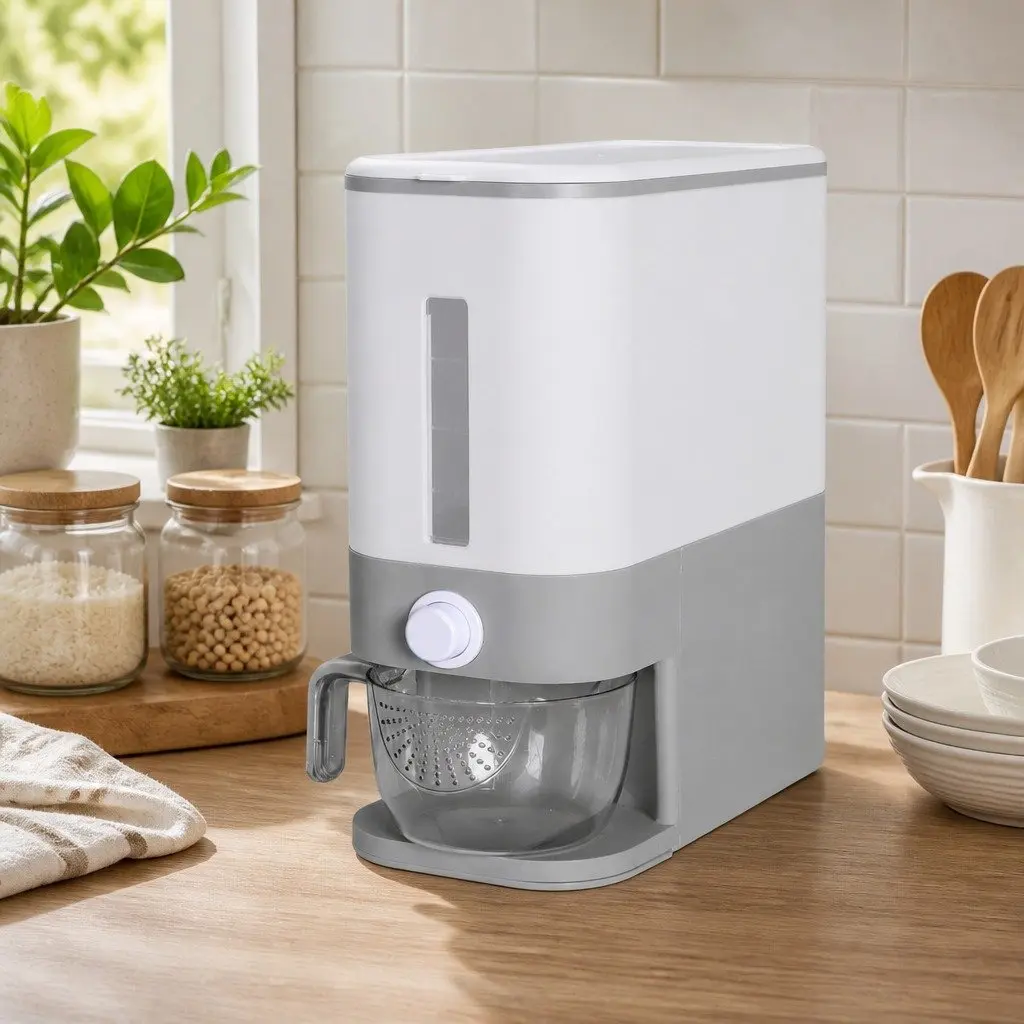 Cereal Dispenser 12L Automatic Food Storage Container with Button Release and Clear Display Window