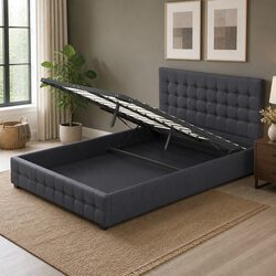 Elegant King Gas Lift Bed Frame with Space-Saving Storage