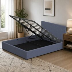 Queen Gas Lift Bed Frame with Headboard Storage Platform Modern Bedroom