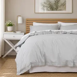 Cool Grey Bamboo Cotton Quilt Cover King Size Bedding