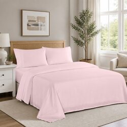 Soft Pink Satin Weave Queen Sheet Set with 1200TC