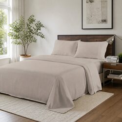 Bamboo Sheet Set Queen Size Warm Grey 1000TC Breathable Hypoallergenic Bedding