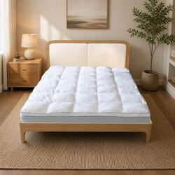 Bamboo Mattress Topper Queen 1000GSM 5cm Gusset Fitted Bed Topper Cooling