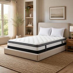 King Osteopathic Euro Top Pocket Spring Mattress Medium Firm Hybrid Foam Support