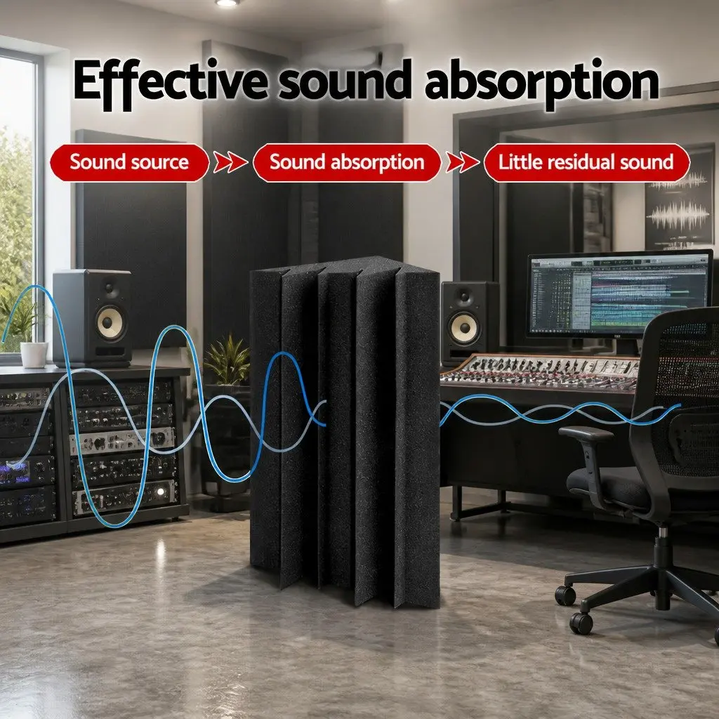 Acoustic Foam Corner Bass Trap 60 Pack High Density Sound Absorption Soundproofing Tiles