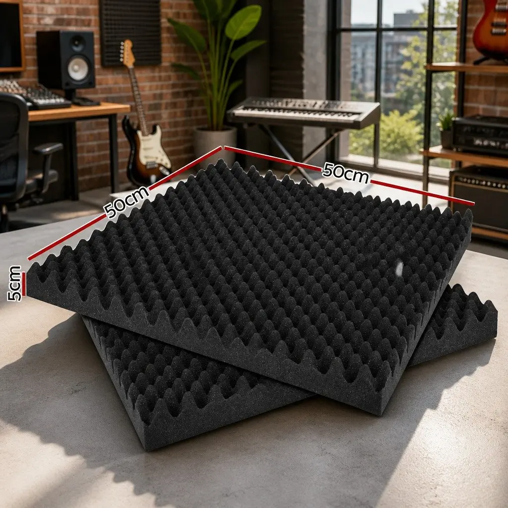 Acoustic Foam Eggshell 60pcs 50x50x5cm Sound Absorption Proofing Panels Black
