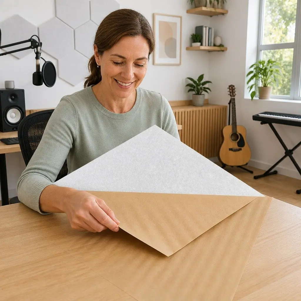 Acoustic Foam Soundproof Panels 12 Piece Hexagonal Tiles High Density White