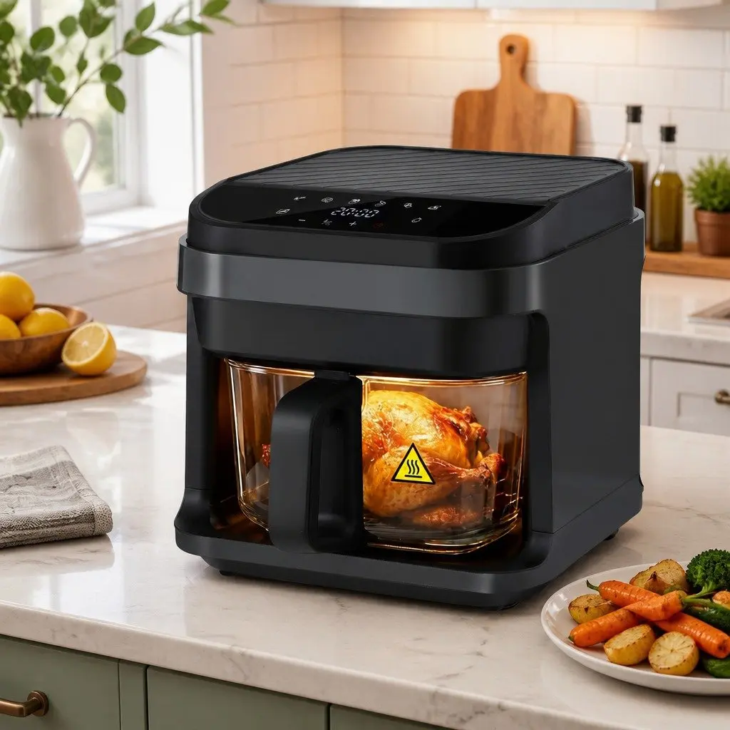 Air Fryer 5.5L Black Electric Cooker with 360 Degree Hot Air Circulation and Touch Control Display