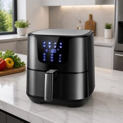Air Fryer 7L LCD Touch Control Black Stainless Steel Kitchen Frying Roasting