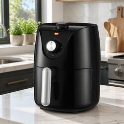 Compact Black Air Fryer with 2.5L Capacity for Healthy Living