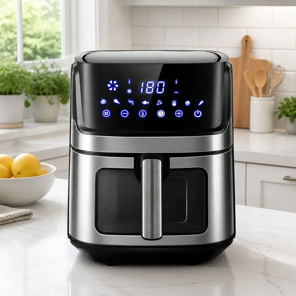 Air Fryer 6.5L LCD Touch Control Panel Tempered Glass Window Kitchen Cooking