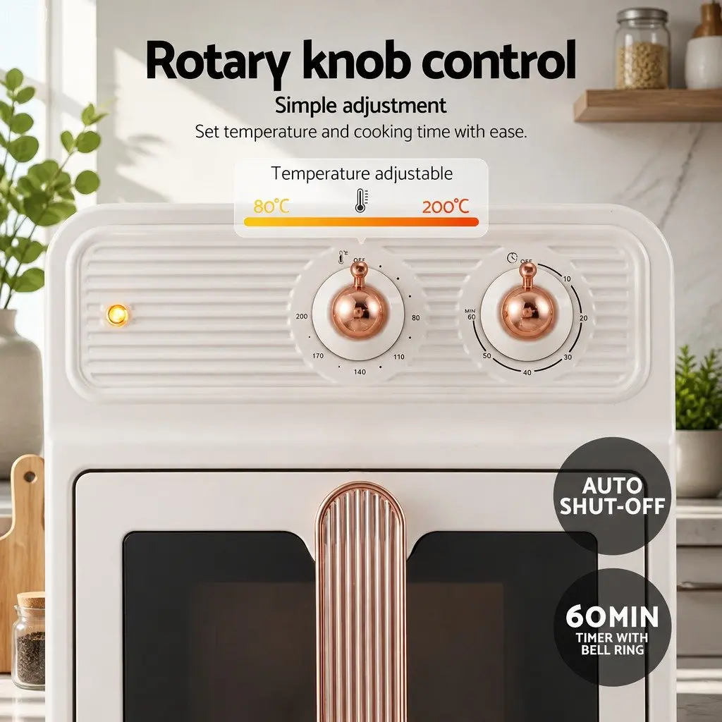 6L Air Fryer Knob Control 1700W Cream 360° Hot Air Circulation