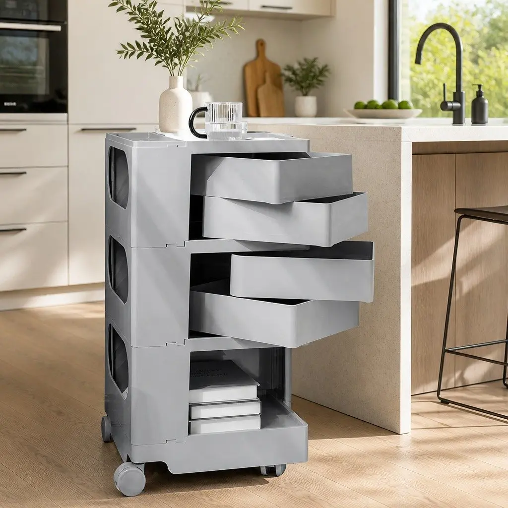 Storage Trolley 5 Tier Grey Organiser with Wheels