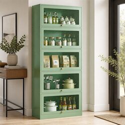 Modern 5-Tier Storage Cabinet in Light Green
