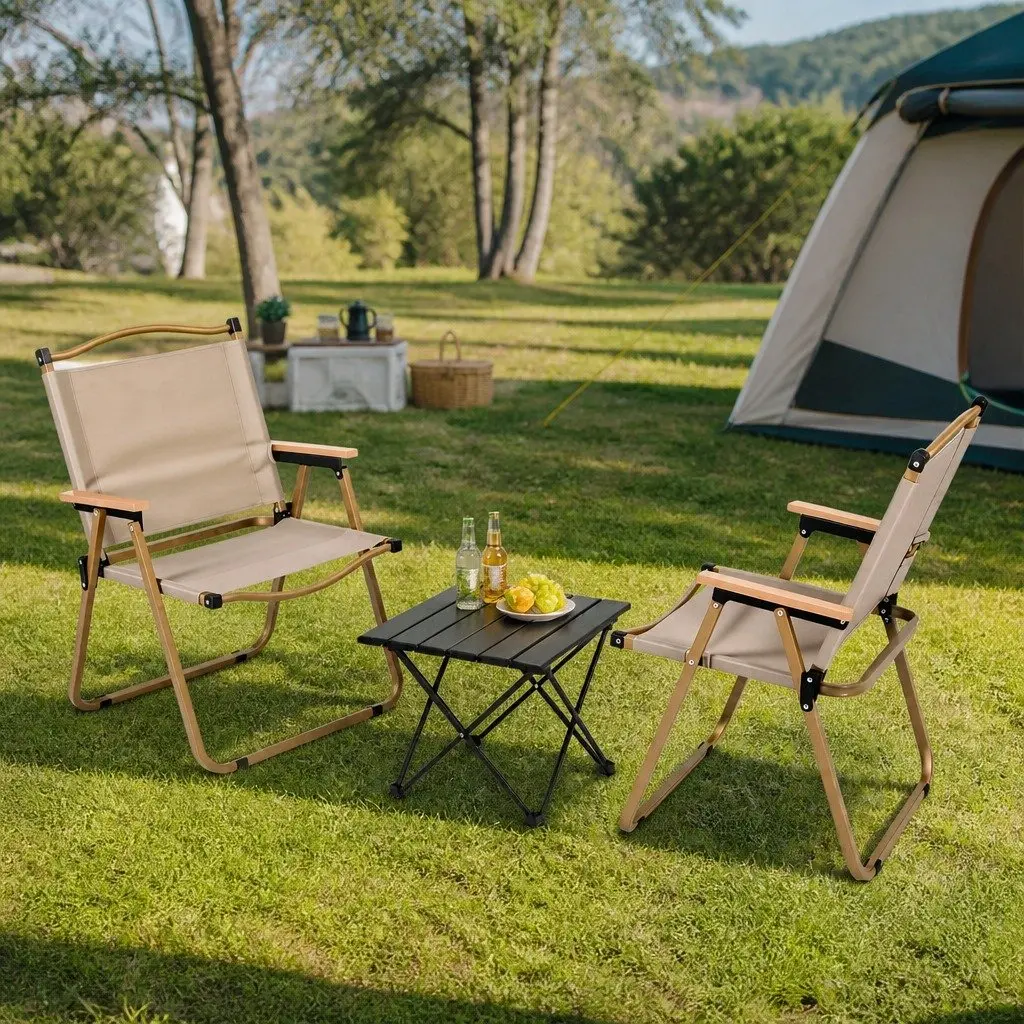 3 Piece Camping Table Chair Set Lightweight Portable Folding Outdoor Furniture