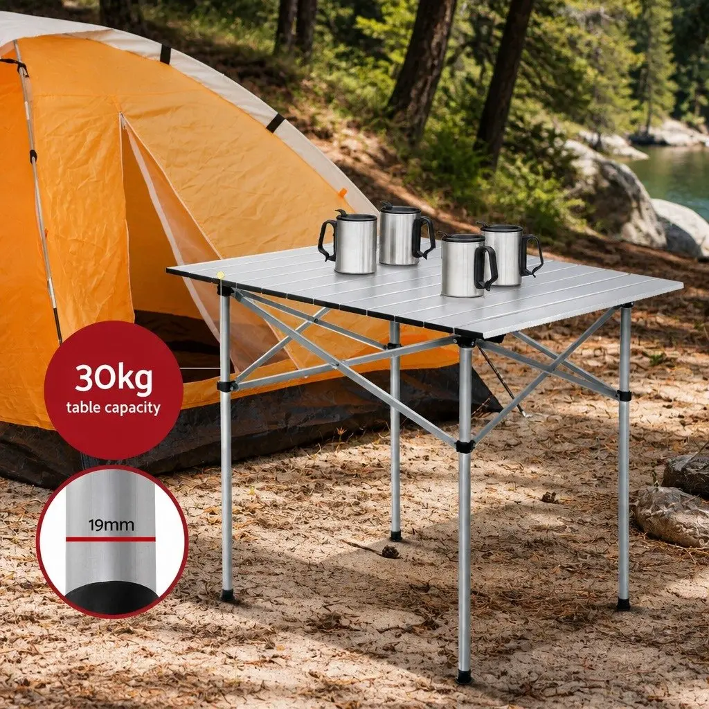 Camping Table Chair Set 3 Piece Outdoor Folding Portable Aluminium Steel