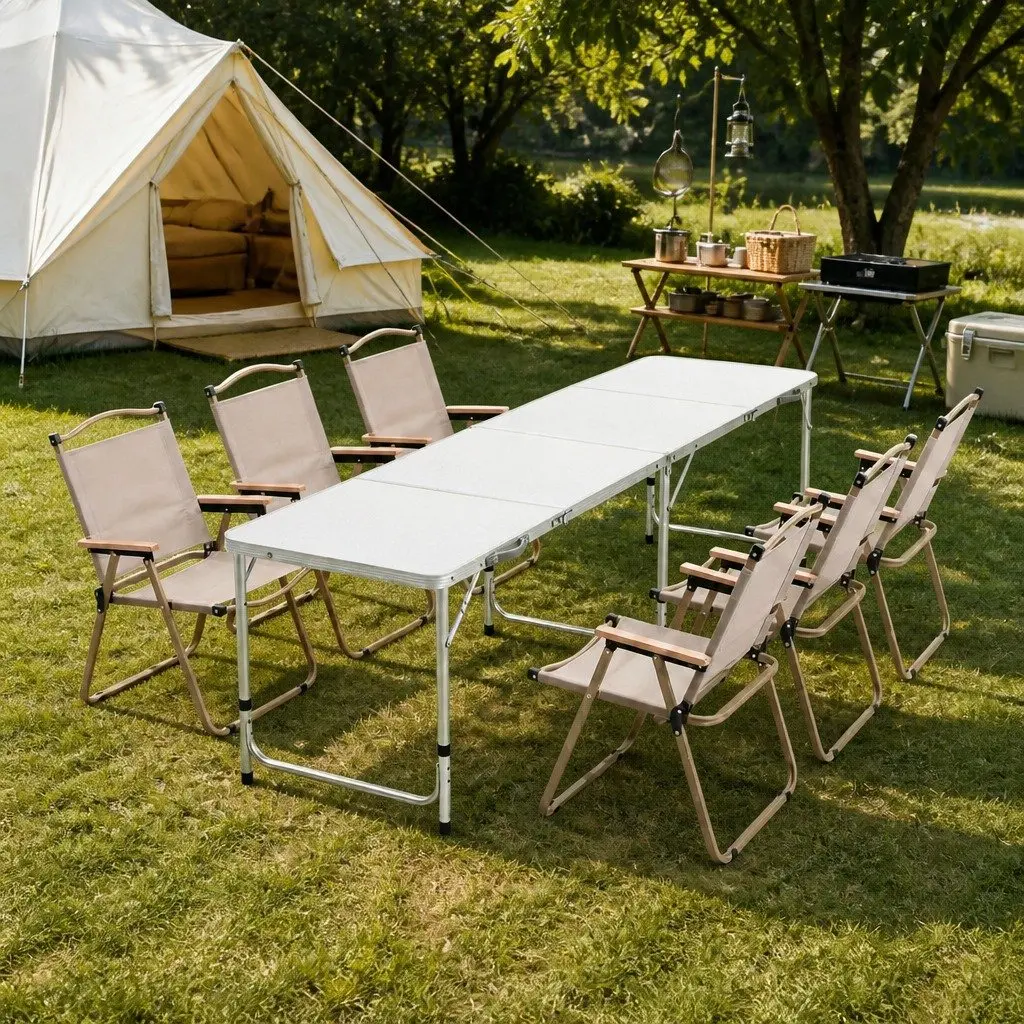 7 Piece Folding Camping Table Chair Set Lightweight Portable Outdoor Picnic