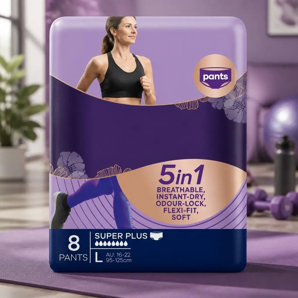 Adult Absorbent Pants Large 16-22 95-125cm Discreet Incontinence Protection