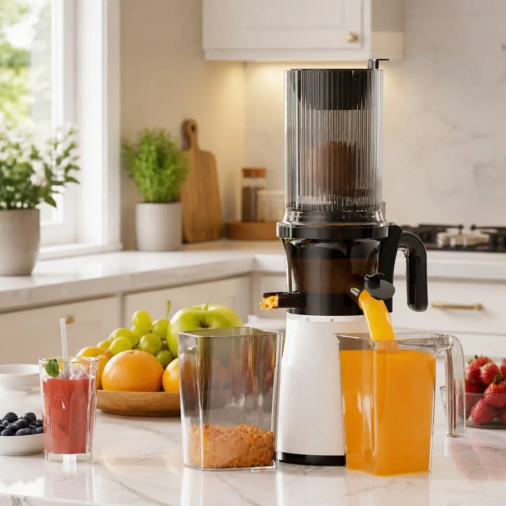 Electric Cold Press Juicer Whole Fruit 200W High Yield Masticating Slow Juicer