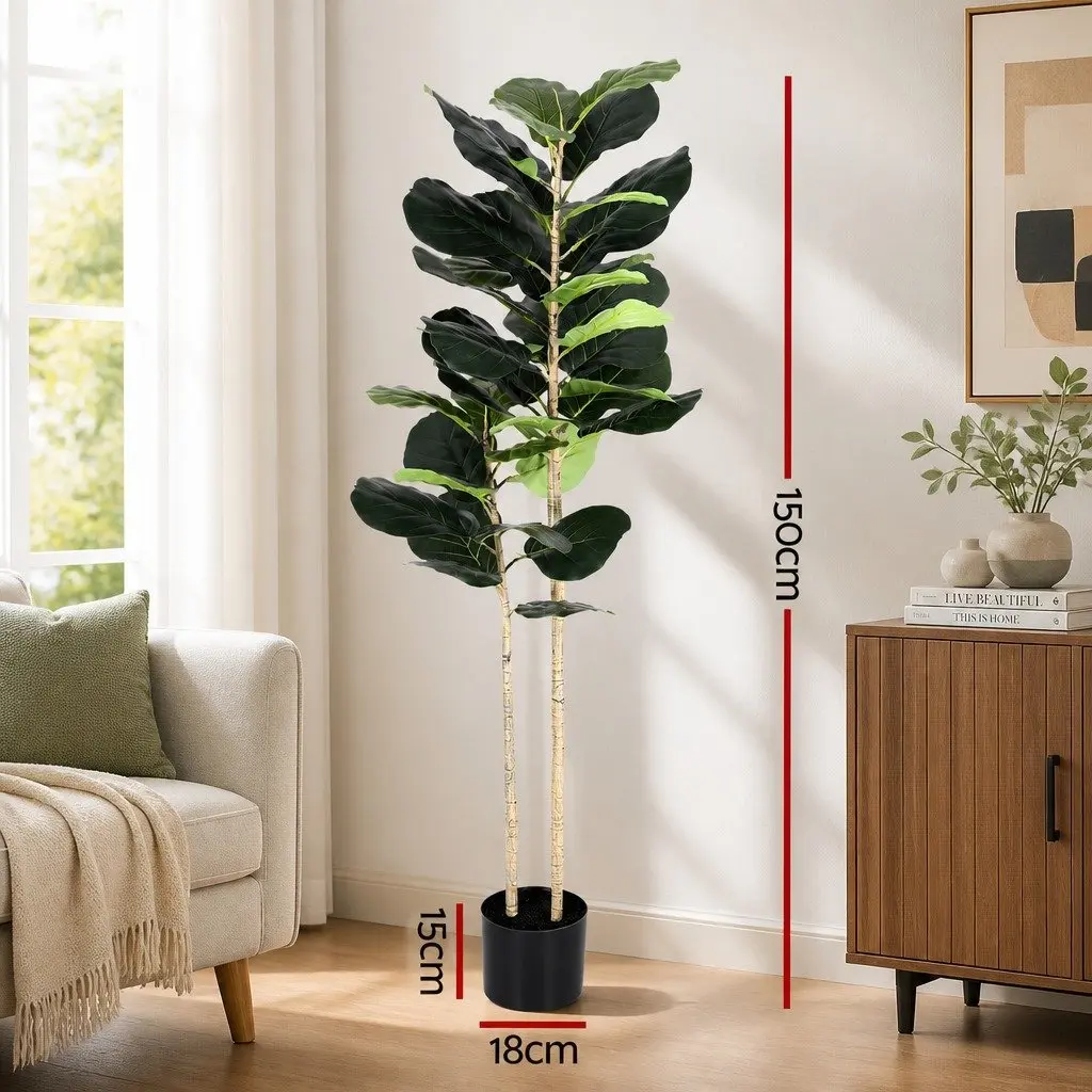 Artificial Fiddle Tree 150cm Lifelike Faux Plant UV Resistant Indoor Outdoor Decor