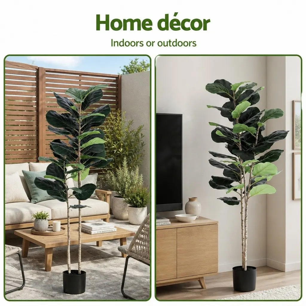 Artificial Fiddle Tree 150cm Lifelike Faux Plant UV Resistant Indoor Outdoor Decor