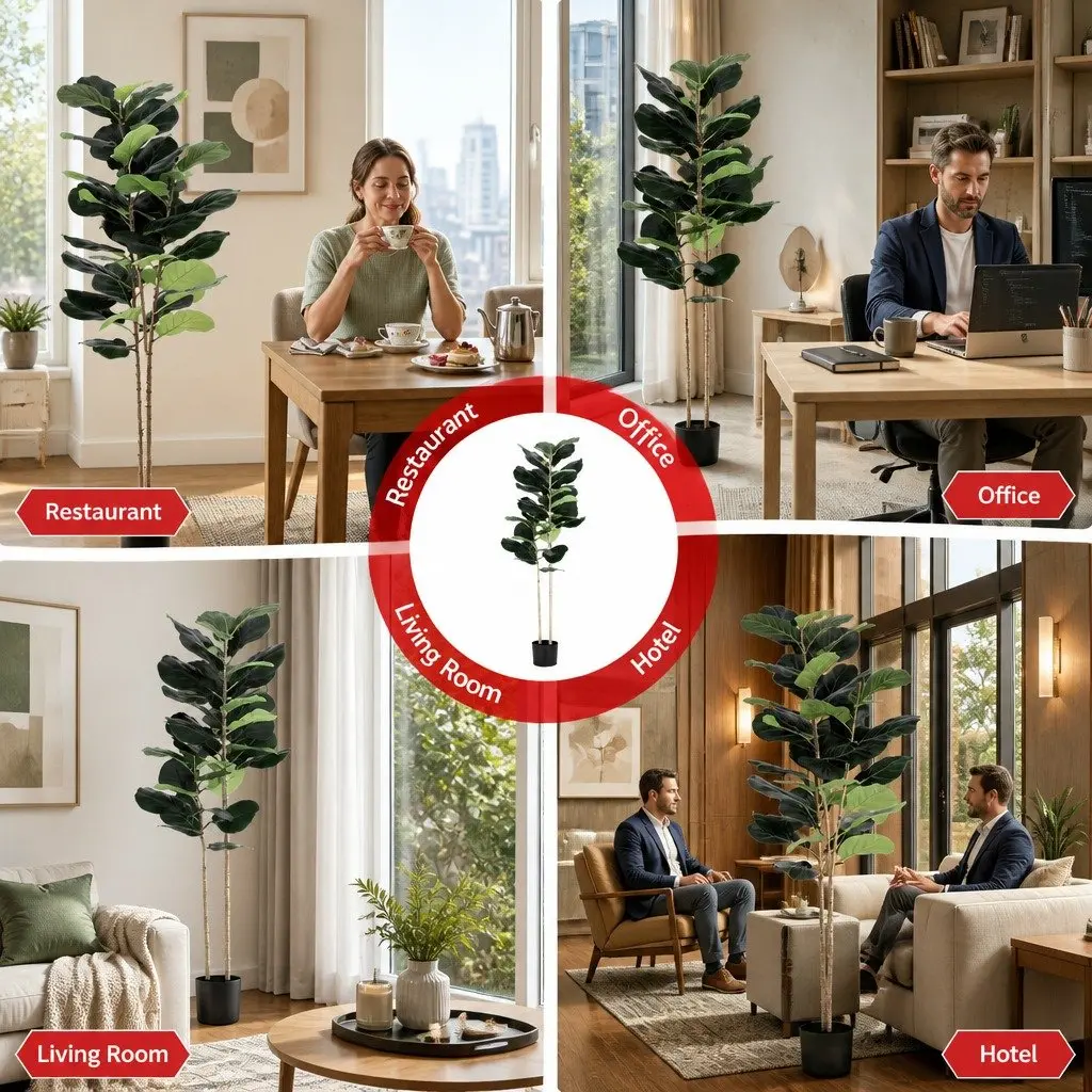 Artificial Fiddle Tree 150cm Lifelike Faux Plant UV Resistant Indoor Outdoor Decor
