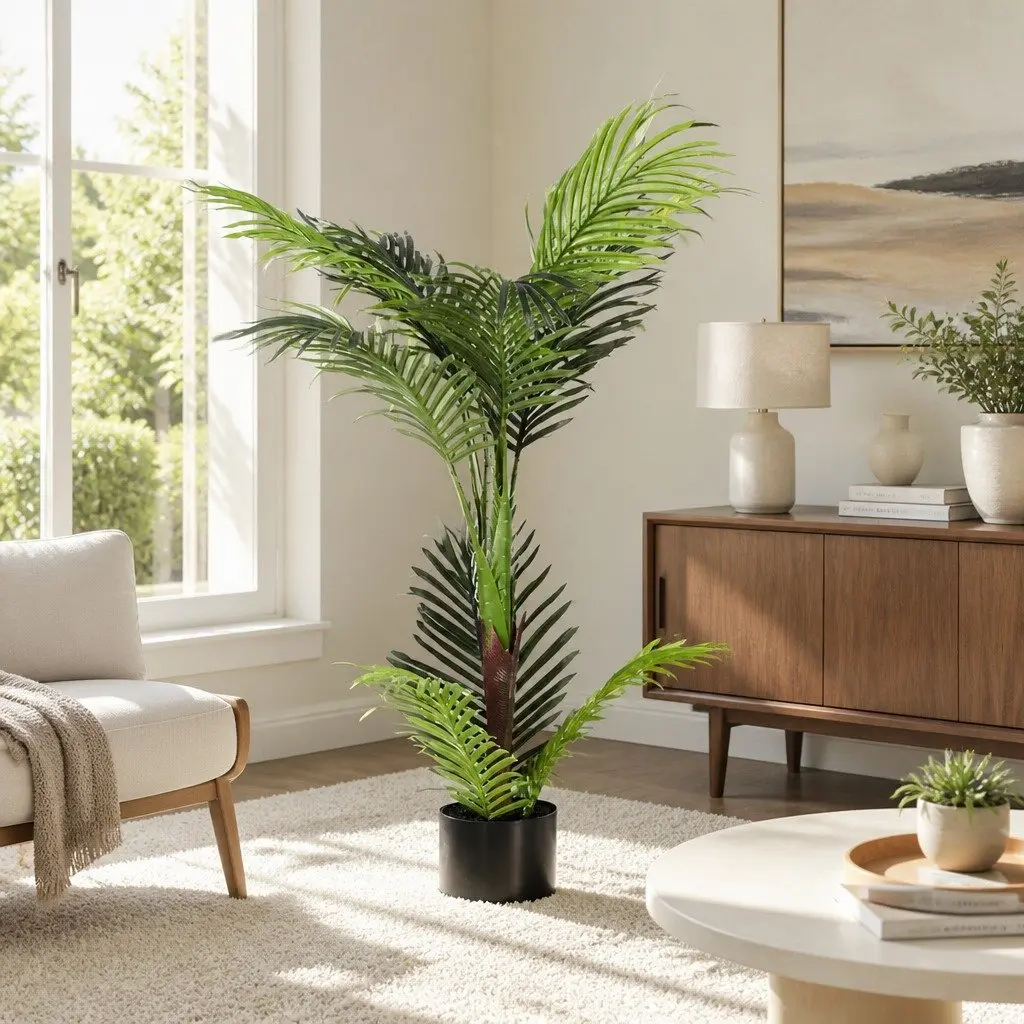 Artificial Palm Tree 100cm Realistic Foliage UV Resistant Indoor Outdoor Decor Green