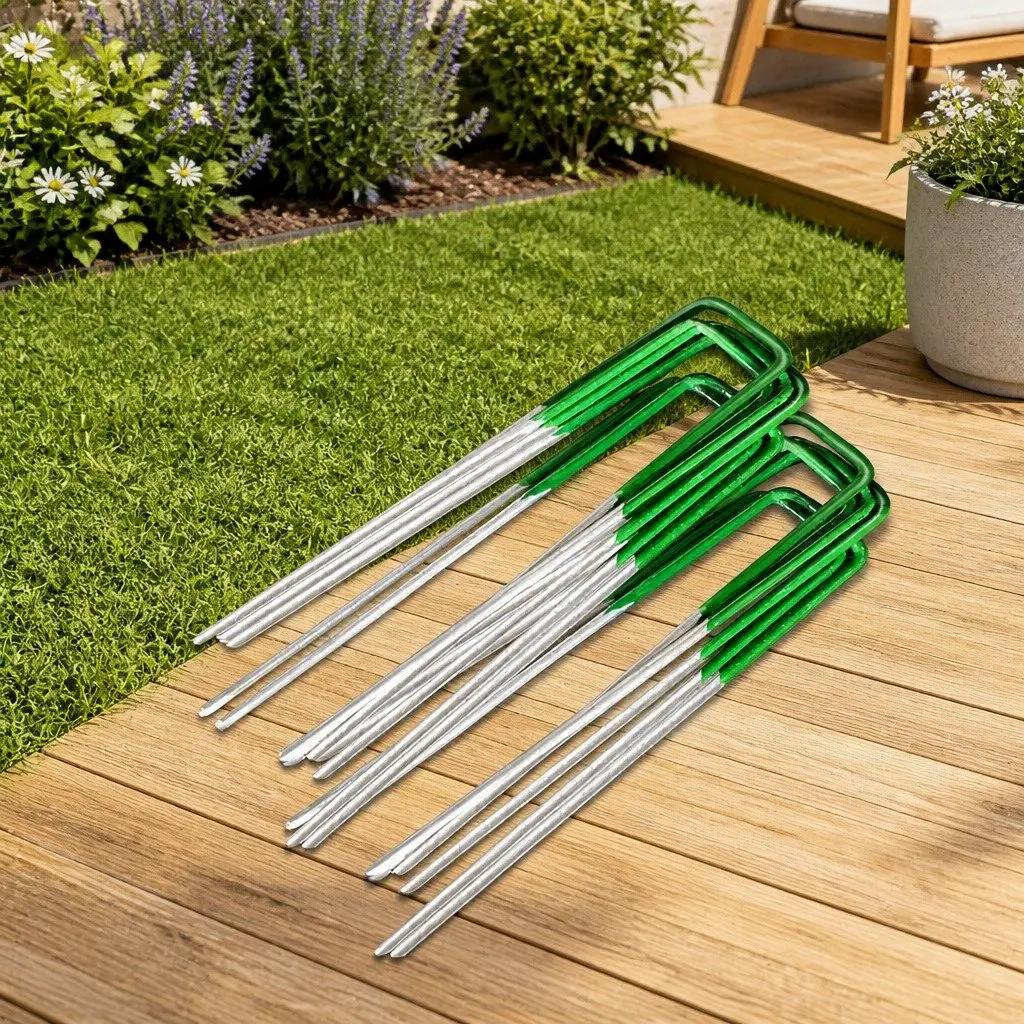 Synthetic Grass Pins 150mm Galvanized Steel U-Shape Turf Pegs for Artificial Grass and Landscaping