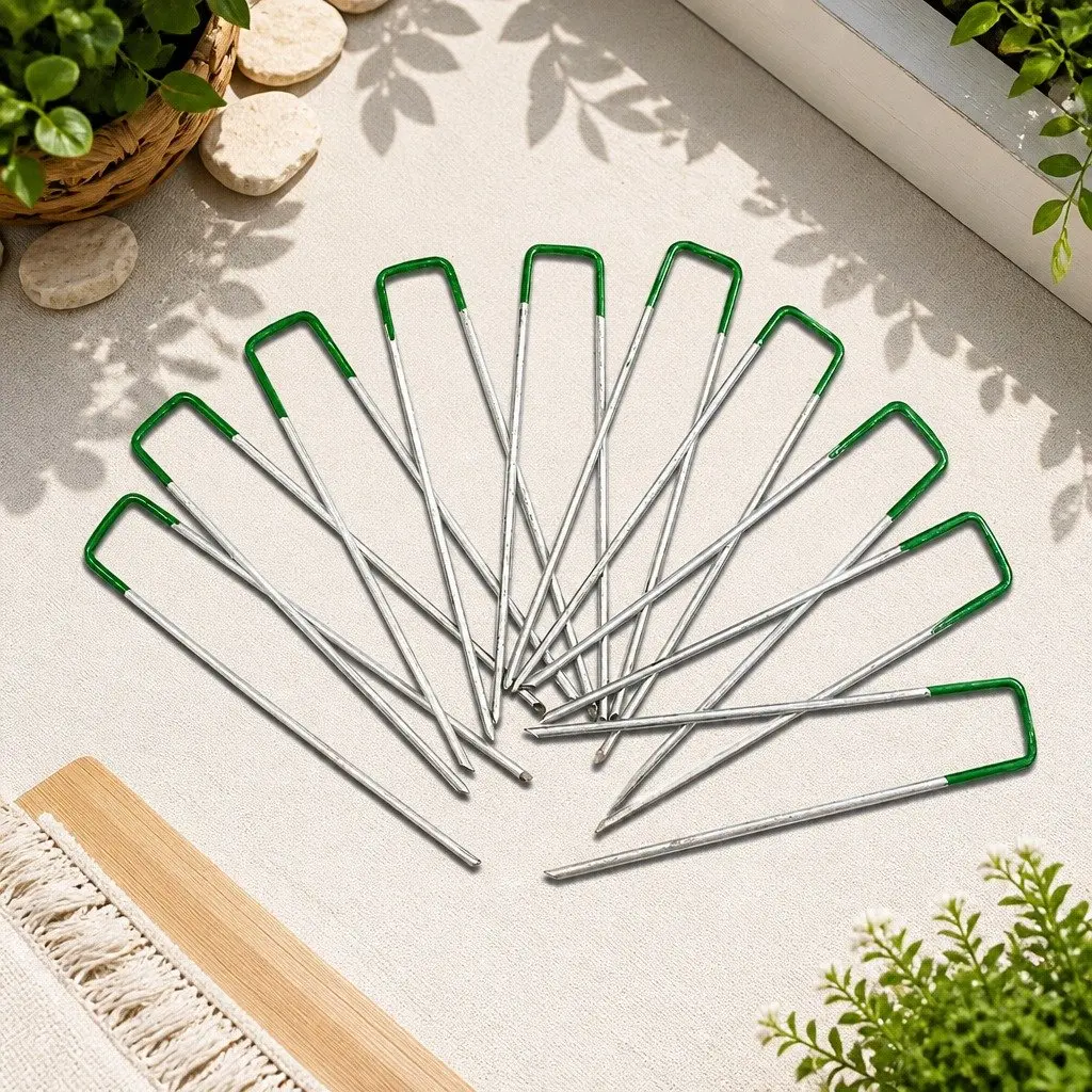 Synthetic Grass Pins 200pcs U-Shape Pegs Galvanized Steel Corrosion Resistant for Artificial Turf Lawn Garden Weed Mat