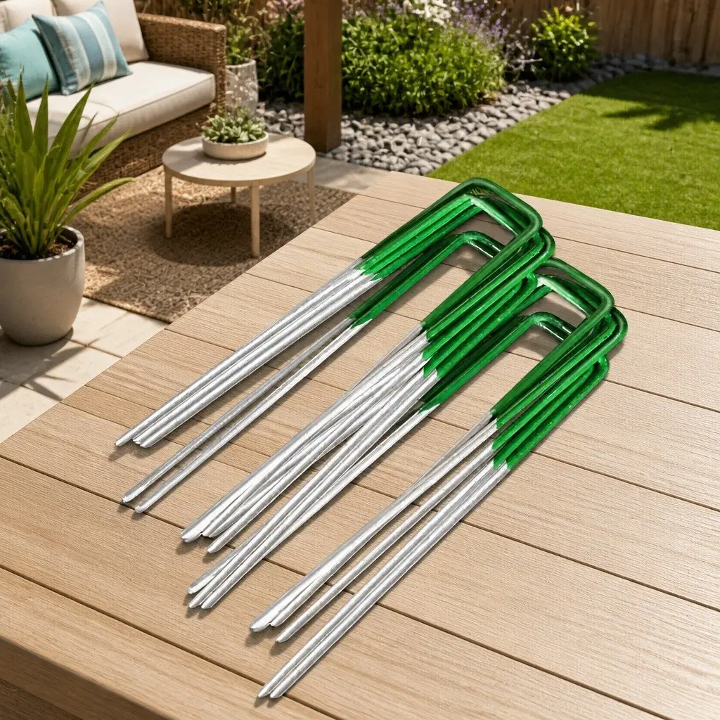 Synthetic Grass Pins 200pcs U-Shape Pegs Galvanized Steel Corrosion Resistant for Artificial Turf Lawn Garden Weed Mat