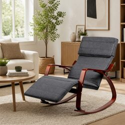 Chic Bentwood Rocking Chair with Adjustable Footrest