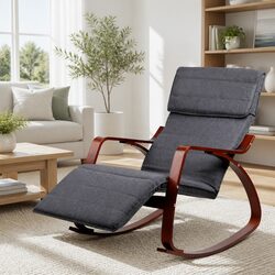Chic Bentwood Rocking Chair with Adjustable Footrest