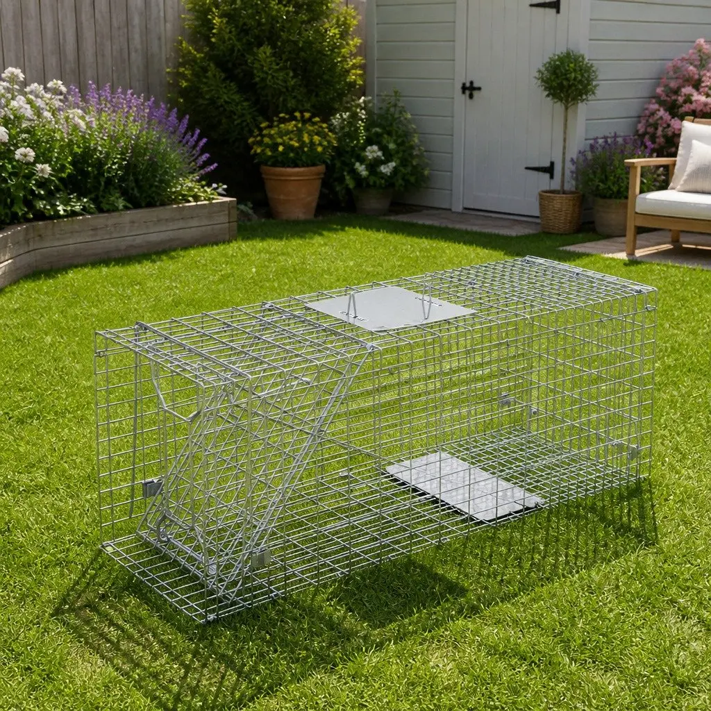 Animal Trap Cage Humane Live Capture Possum 79x28cm Collapsible Spring Door