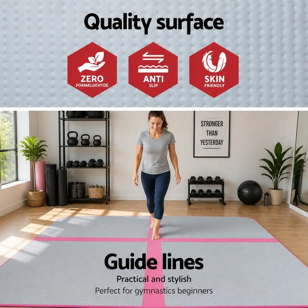 Air Track Mat 3m Inflatable Cushioned Surface for Gymnastics Tumbling Cheerleading Yoga Exercise
