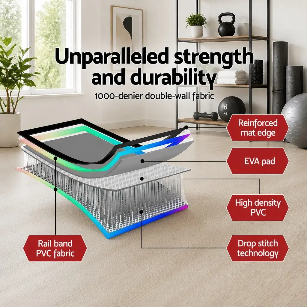Air Track Gymnastics Mat 4M Inflatable Tumbling Exercise Pad with Cushioned Surface and Electric Pump
