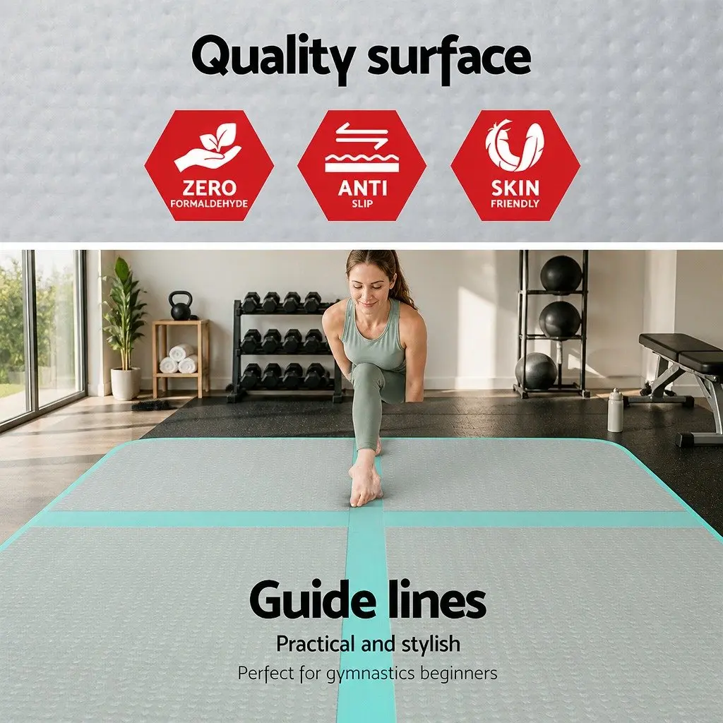 Inflatable Air Track Mat 4M Cushioned Surface for Gymnastics Tumbling Training Fitness Yoga