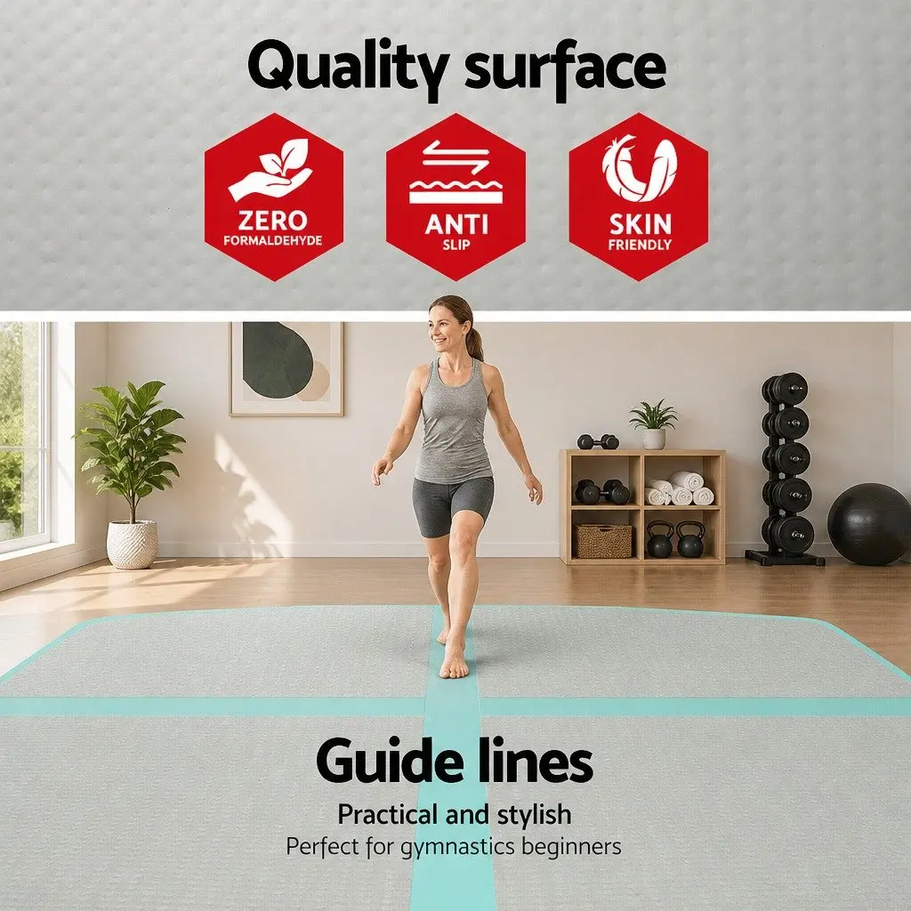 Air Track Mat 4M Inflatable Gymnastics Tumbling Floor Anti-Slip Surface for Home Fitness Yoga
