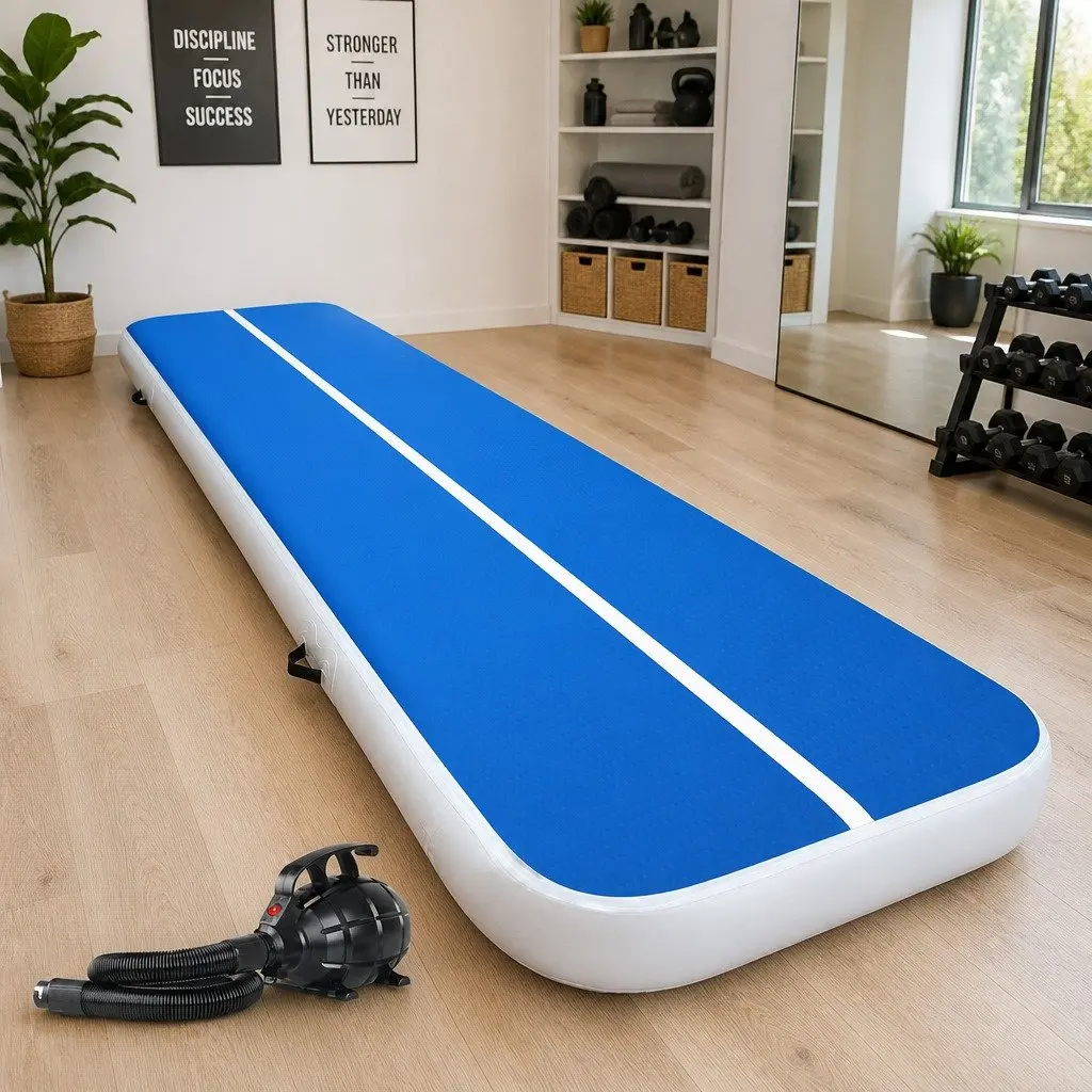 Inflatable Air Track Mat 4M x 1M 20cm Thick Anti-Slip Durable Surface with Electric Pump