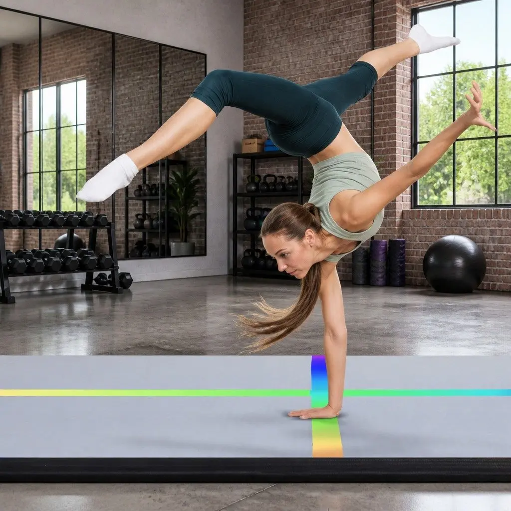 Air Track Mat 4M Inflatable Gymnastics Tumbling Mat with Anti-Slip Surface and Electric Air Pump