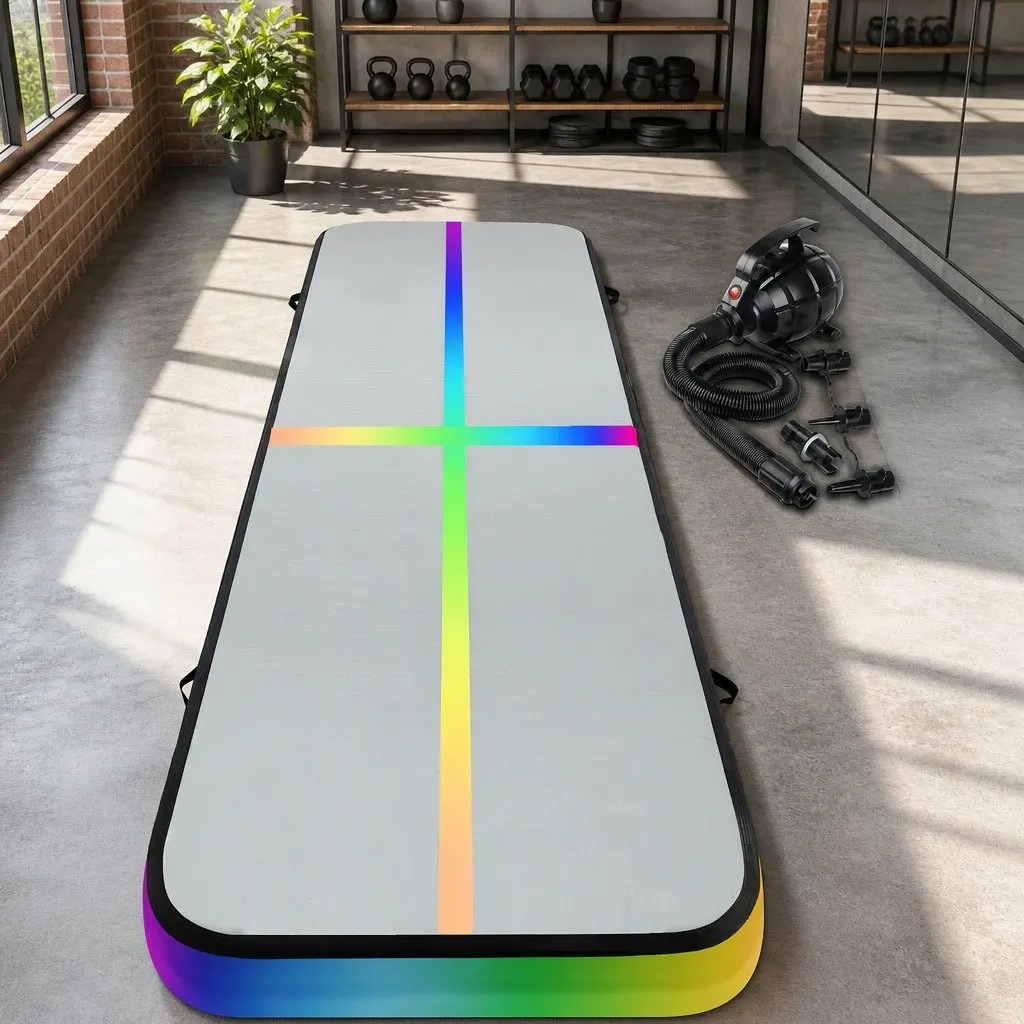 Air Track Mat 4M Inflatable Gymnastics Tumbling Mat with Anti-Slip Surface and Electric Air Pump